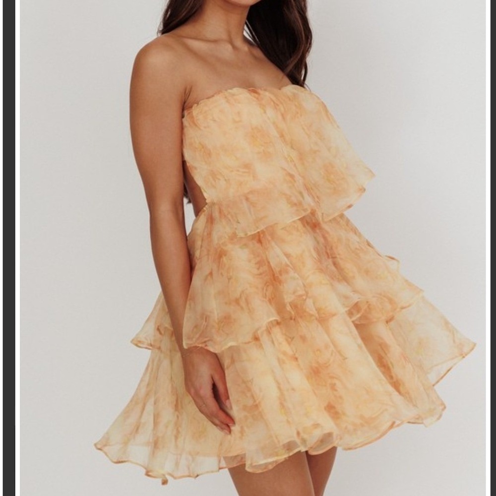 NWT One And Only Collective‎ Tiered Organza Strapless Mini Dress Ruffle Medium